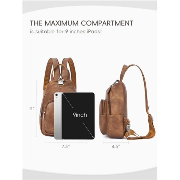Sling Bag for Women Leather Women\'s Backpack Small Convertible Backpack